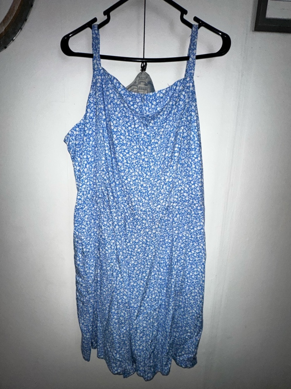 Blue Floral shorts Romper - Lightweight Summer Romper XXL
